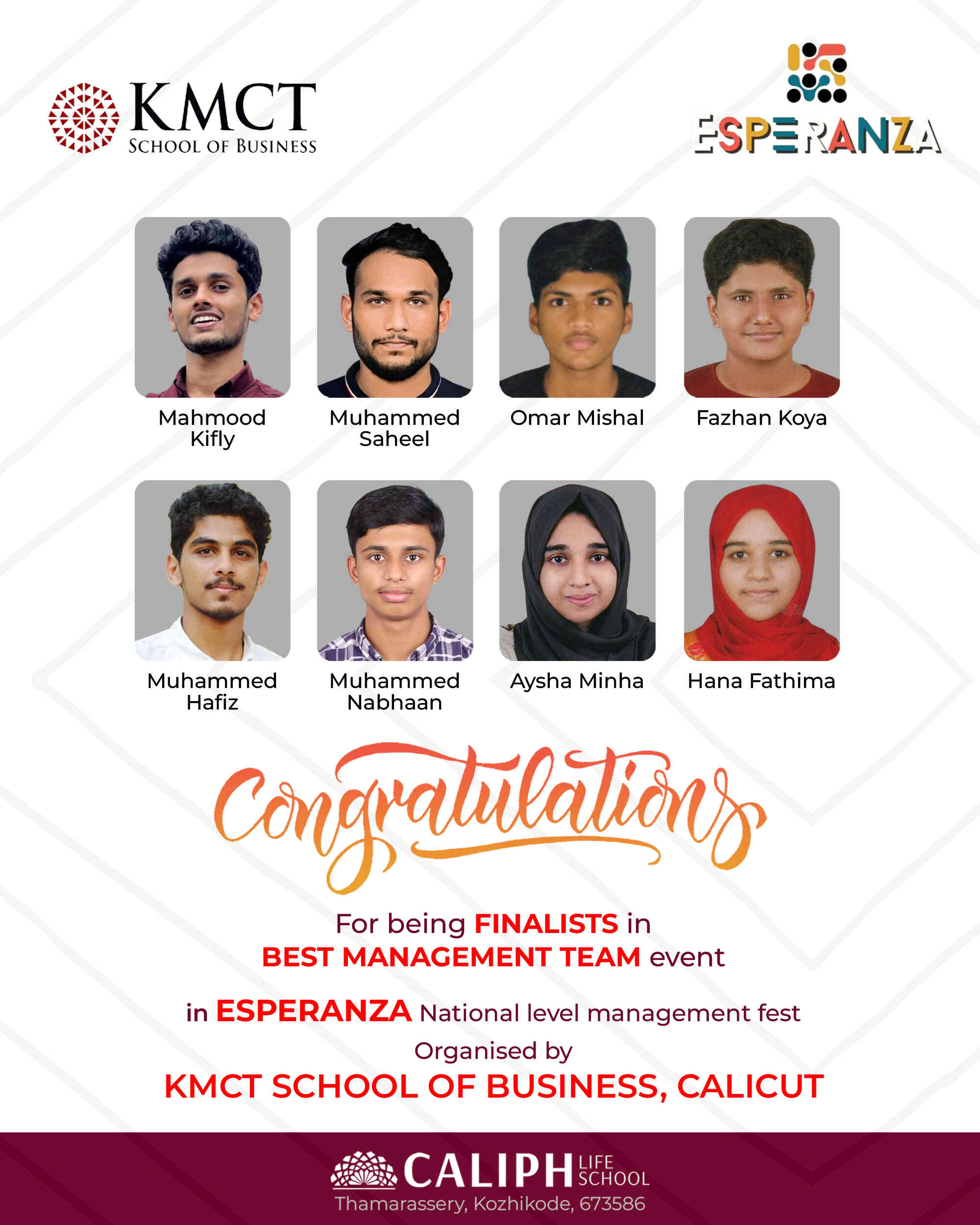 FINALISTS OF BEST MANAGEMENT TEAM, ESPARANZA MANAGEMENT FEST